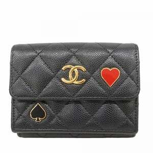 CHANEL Authentic Black Caviar Leather Wallet